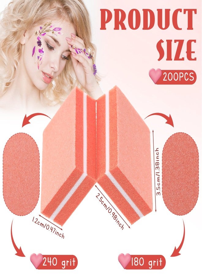 Leriton 200 Pcs Mini Nail Buffer Blocks Bulk Sponge Double Sided Buffing Sanding Block Manicure Tools Bulk Nail File for Acrylic Nails and Natural Nails (180/240,Orange) - Image 2